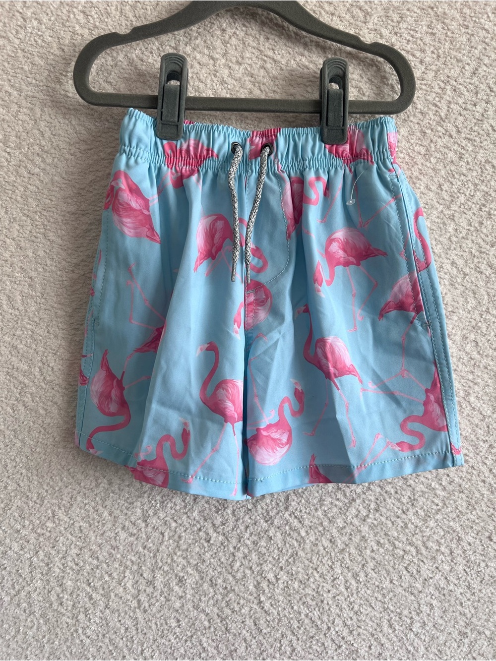 Vintage Summer NWOT Boys Blue Flamingo Swim Trunks Size 5-6‎